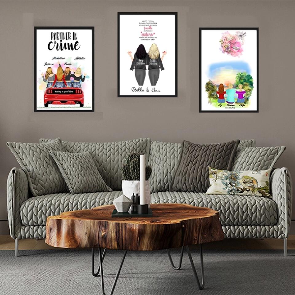 4 vänner poster - GÅVA TRYCK