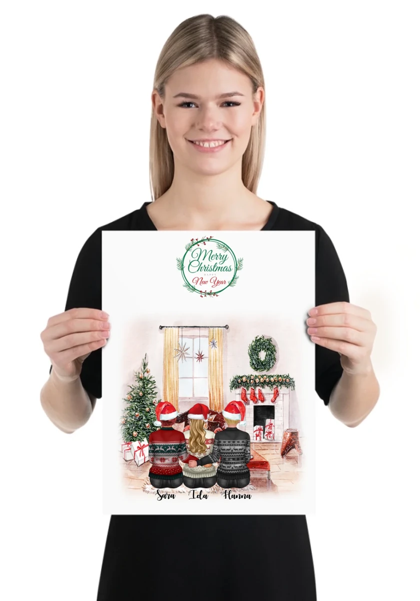3 bästa vänner personlig poster - GÅVA TRYCK