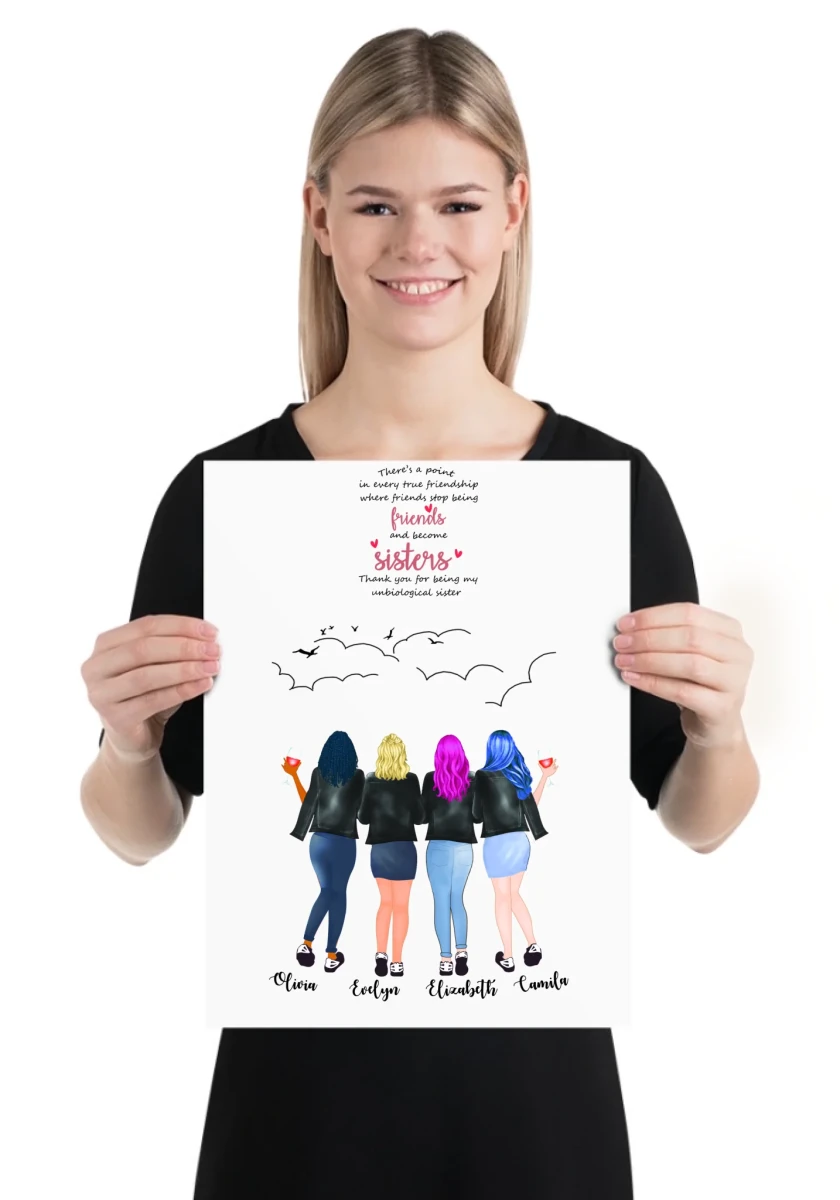 4 vänner poster - GÅVA TRYCK