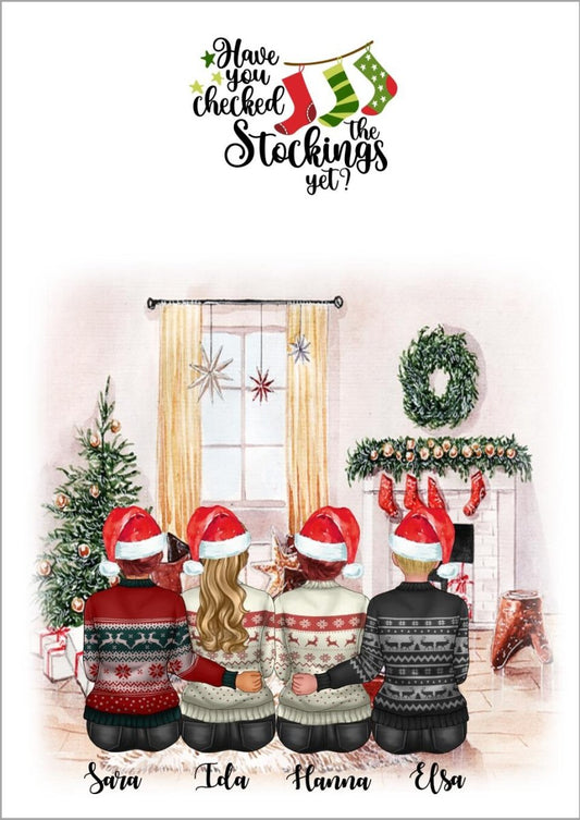 4 bästa vänner personlig jul poster - GÅVA TRYCK