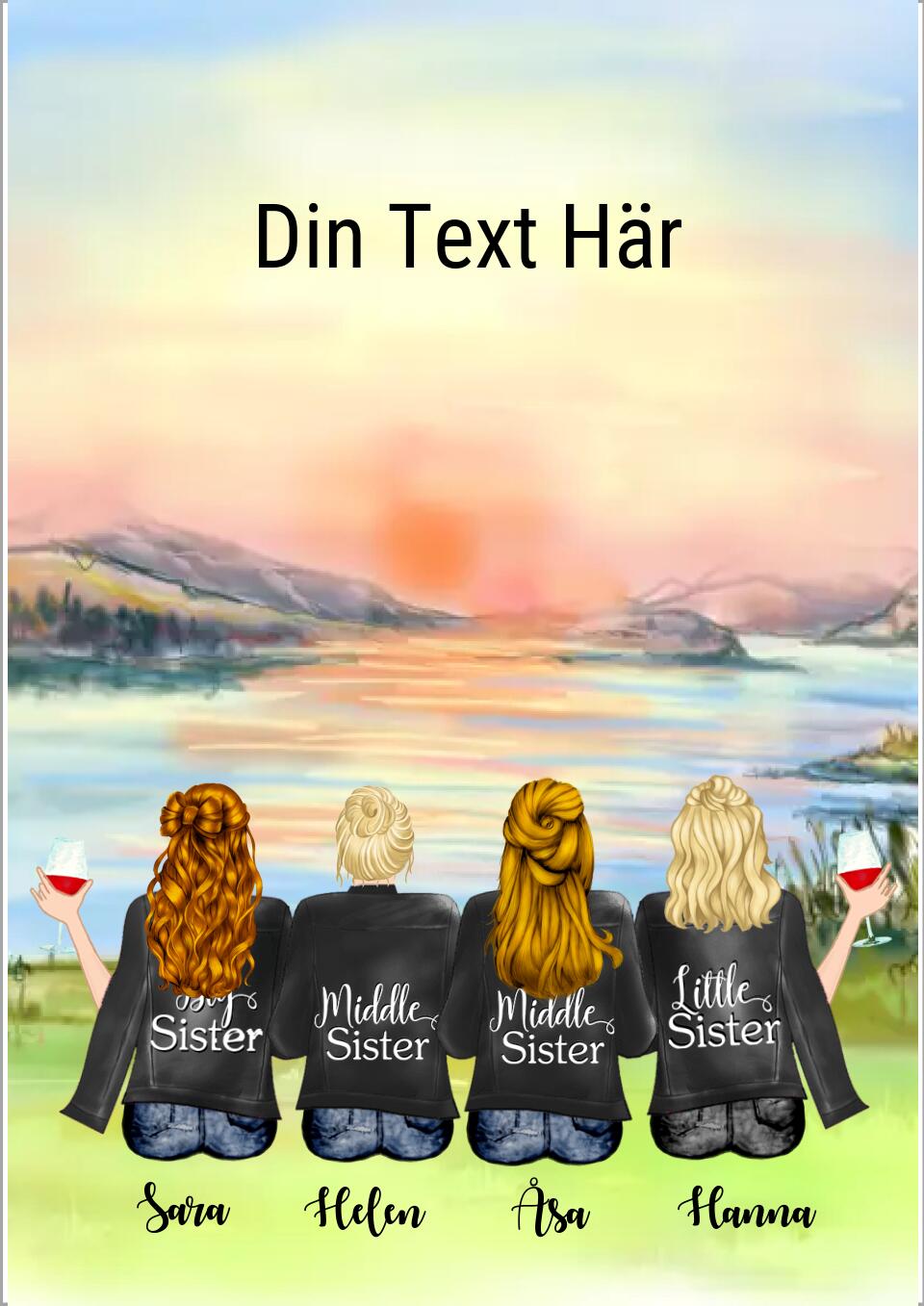 4 vänner poster - GÅVA TRYCK