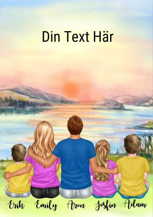 3 barn Familj poster - GÅVA TRYCK