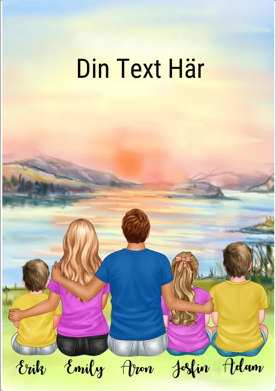 3 barn Familj poster - GÅVA TRYCK