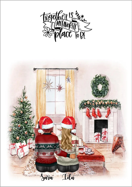 bästa vänner personlig jul poster - GÅVA TRYCK