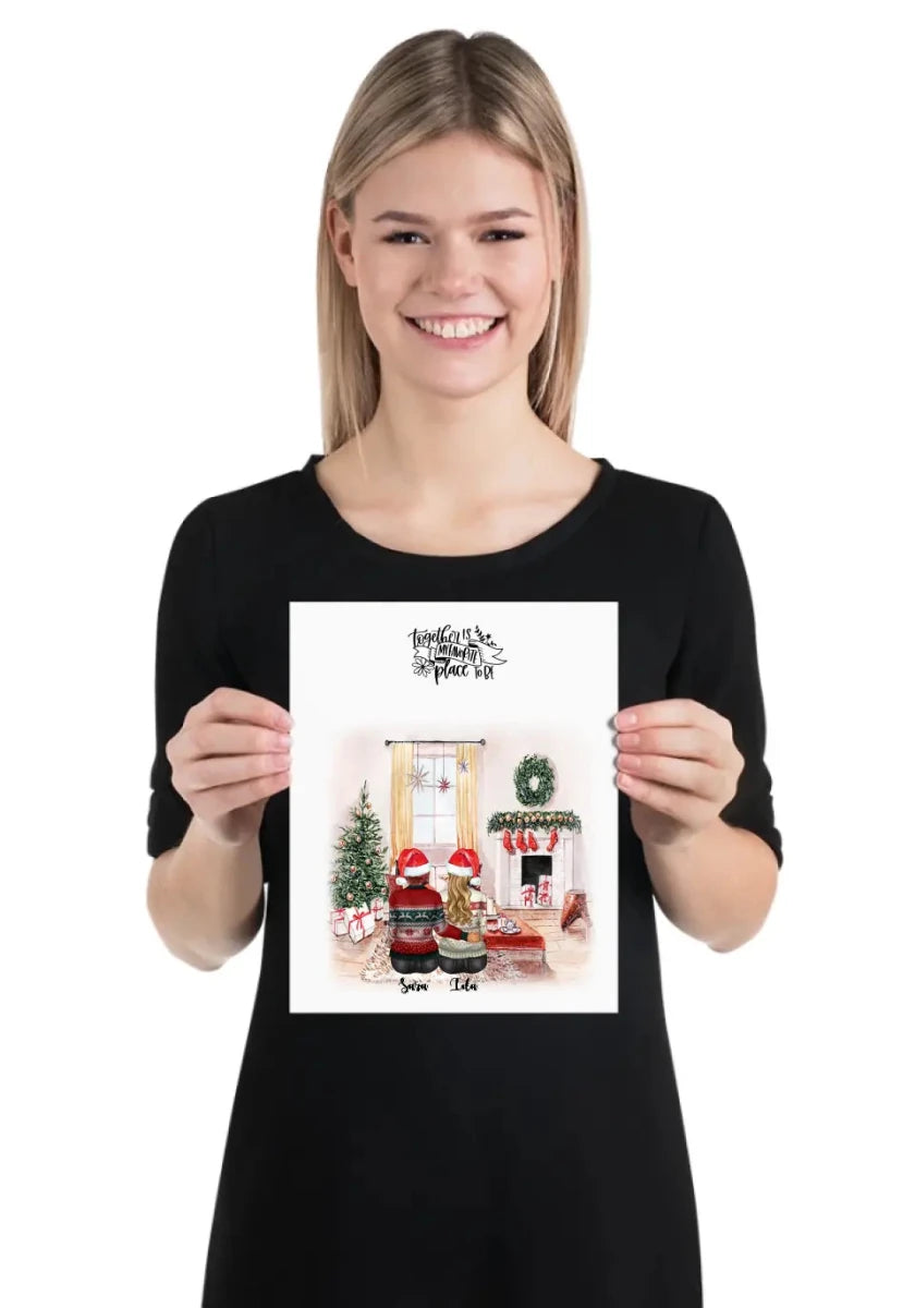 bästa vänner personlig jul poster - GÅVA TRYCK