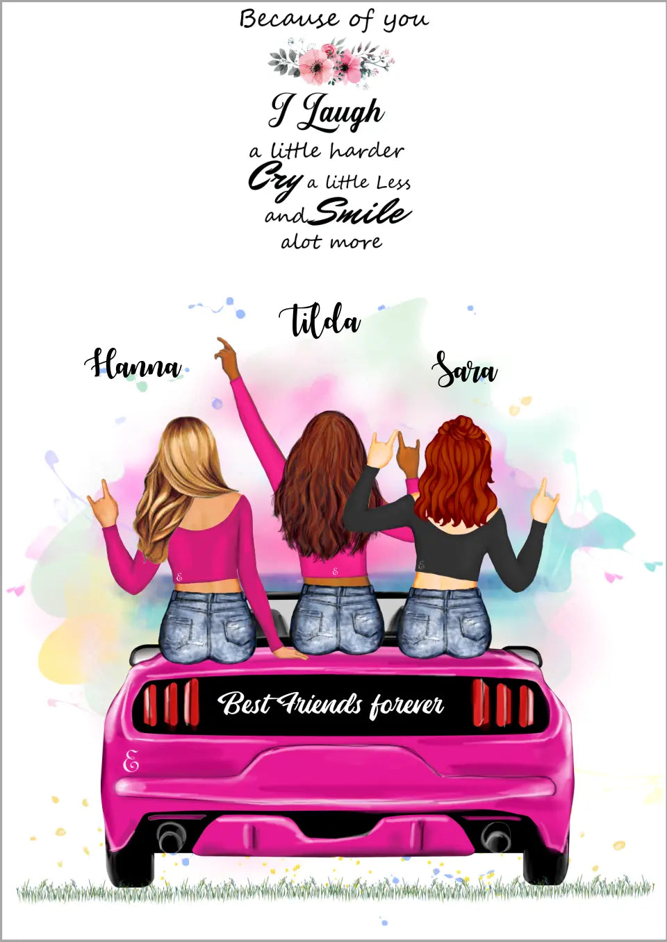 Personlig affisch 3 vänner