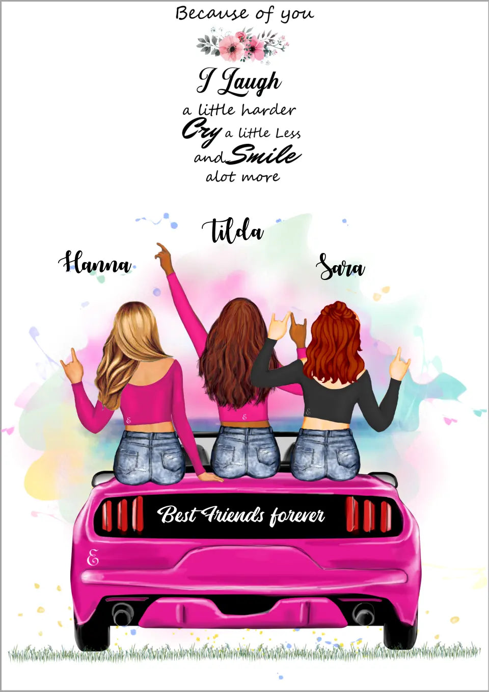 Personlig affisch 3 vänner