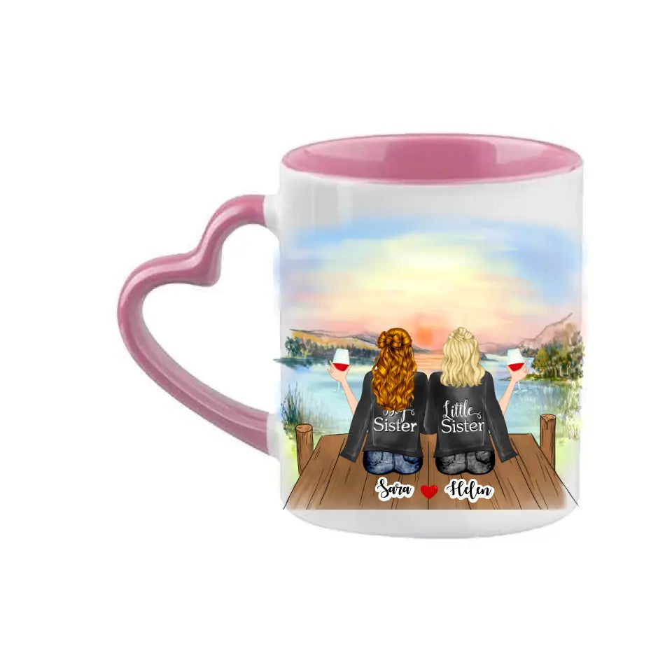 Upp till 7 Systrar och Bästa vänner personlig mugg