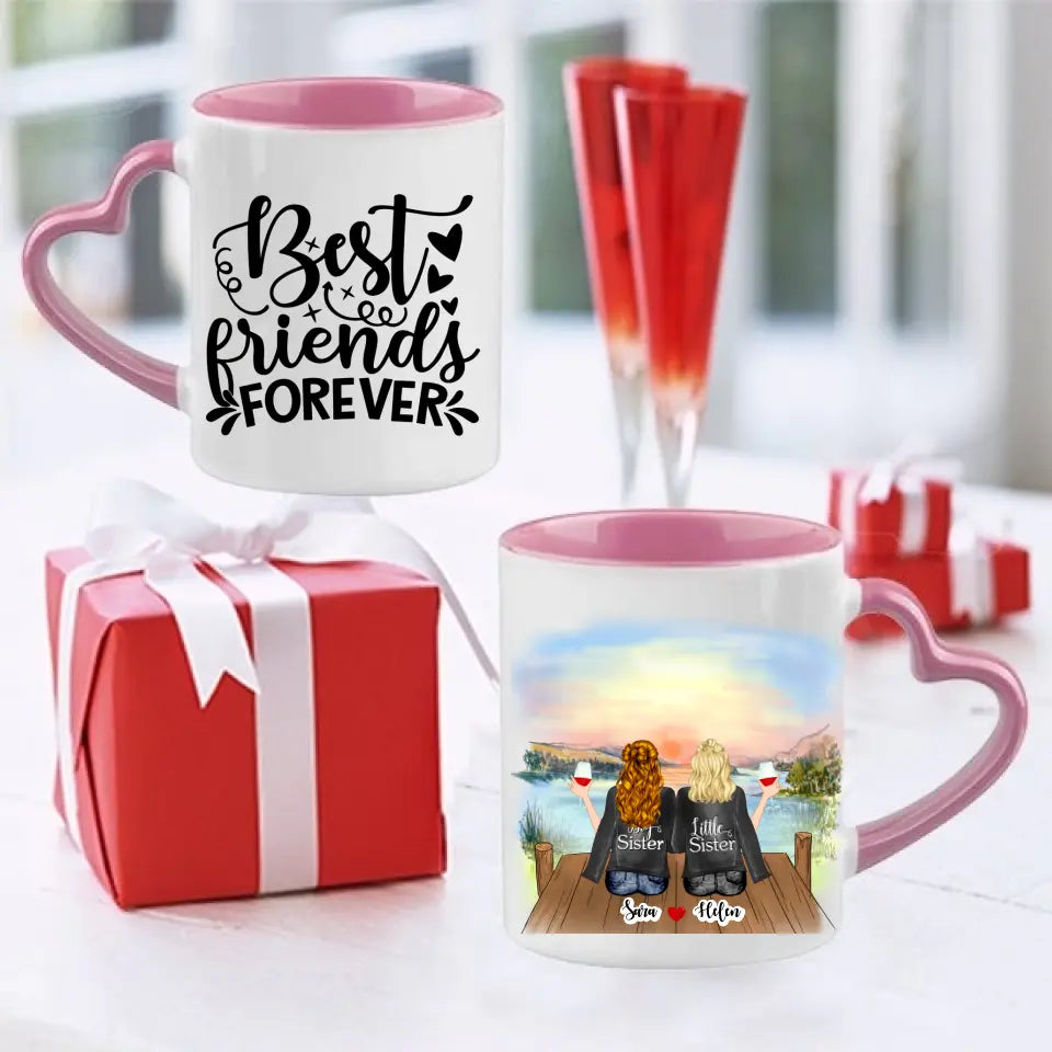 Upp till 7 Systrar och Bästa vänner personlig mugg