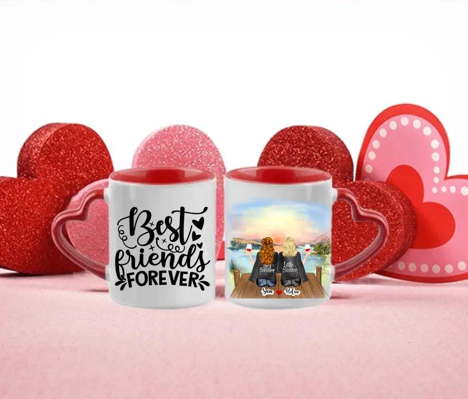Upp till 7 Systrar och Bästa vänner personlig mugg
