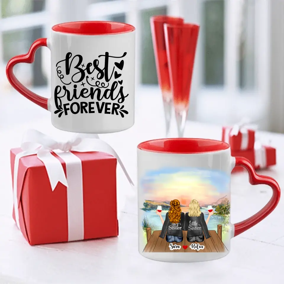 Upp till 7 Systrar och Bästa vänner personlig mugg