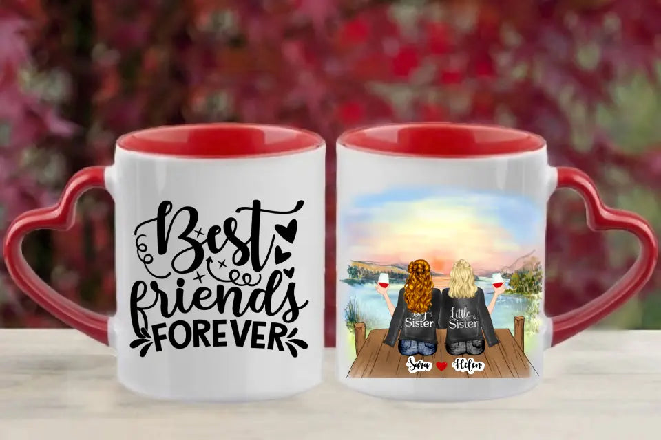 Upp till 7 Systrar och Bästa vänner personlig mugg