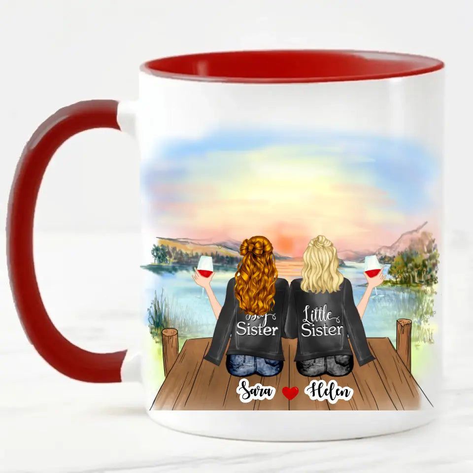 Upp till 7 Systrar och Bästa vänner personlig mugg