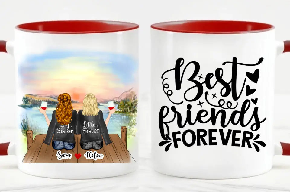 Upp till 7 Systrar och Bästa vänner personlig mugg