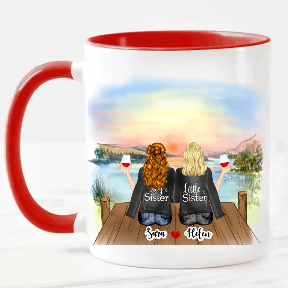 Upp till 7 Systrar och Bästa vänner personlig mugg