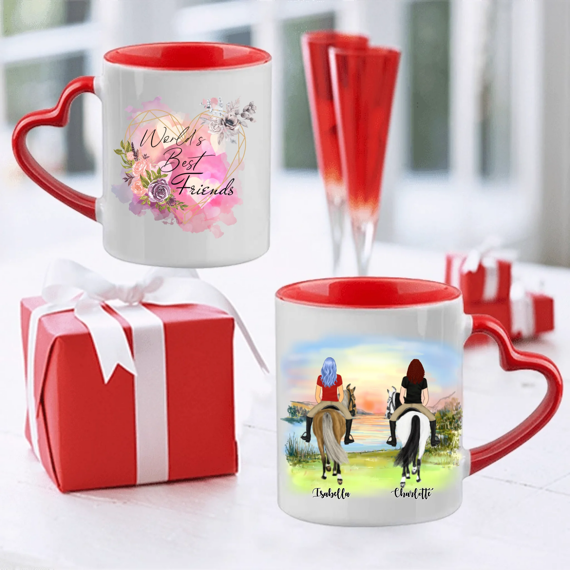 Systrar och bästa vänner Personliga muggar med häst