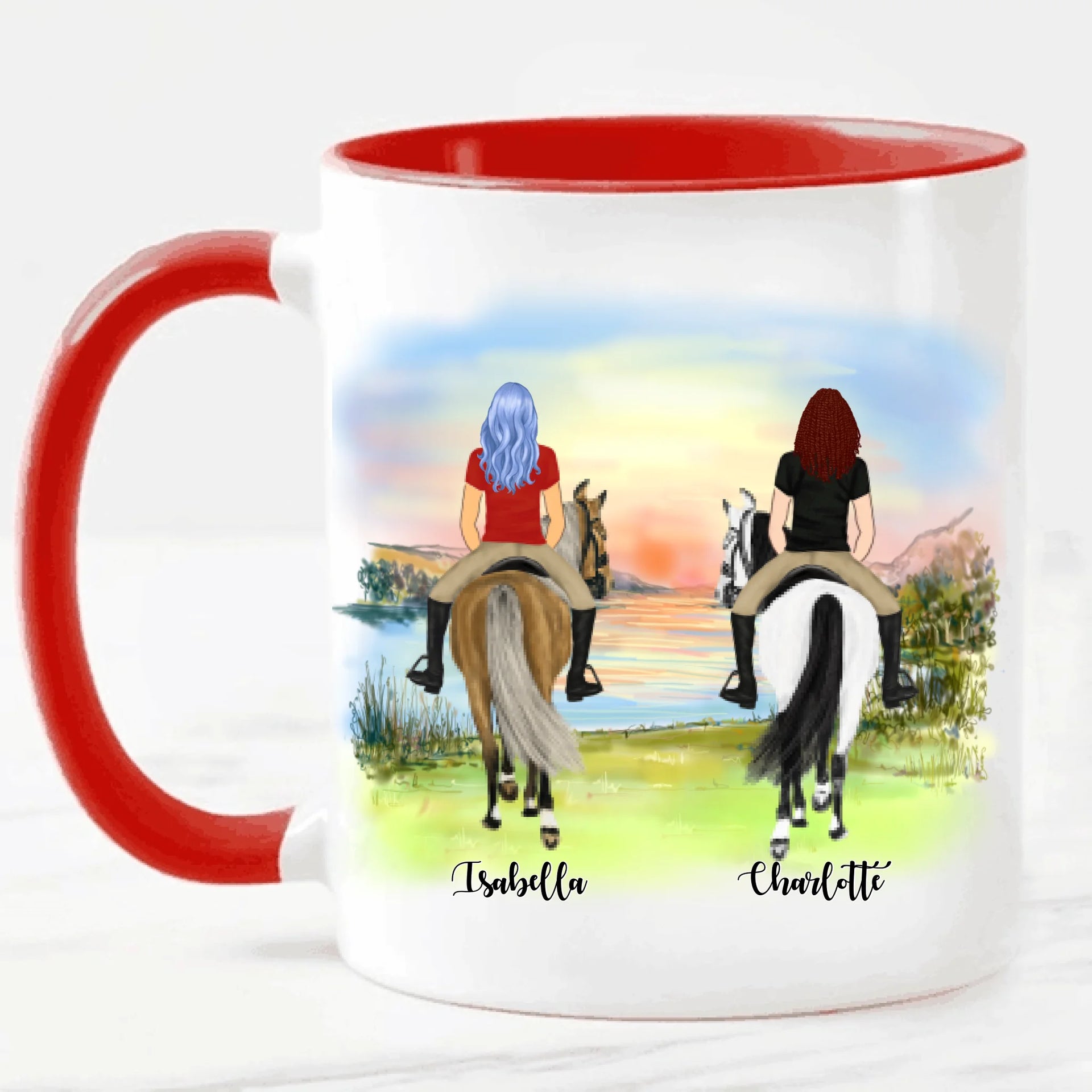 Systrar och bästa vänner Personliga muggar med häst