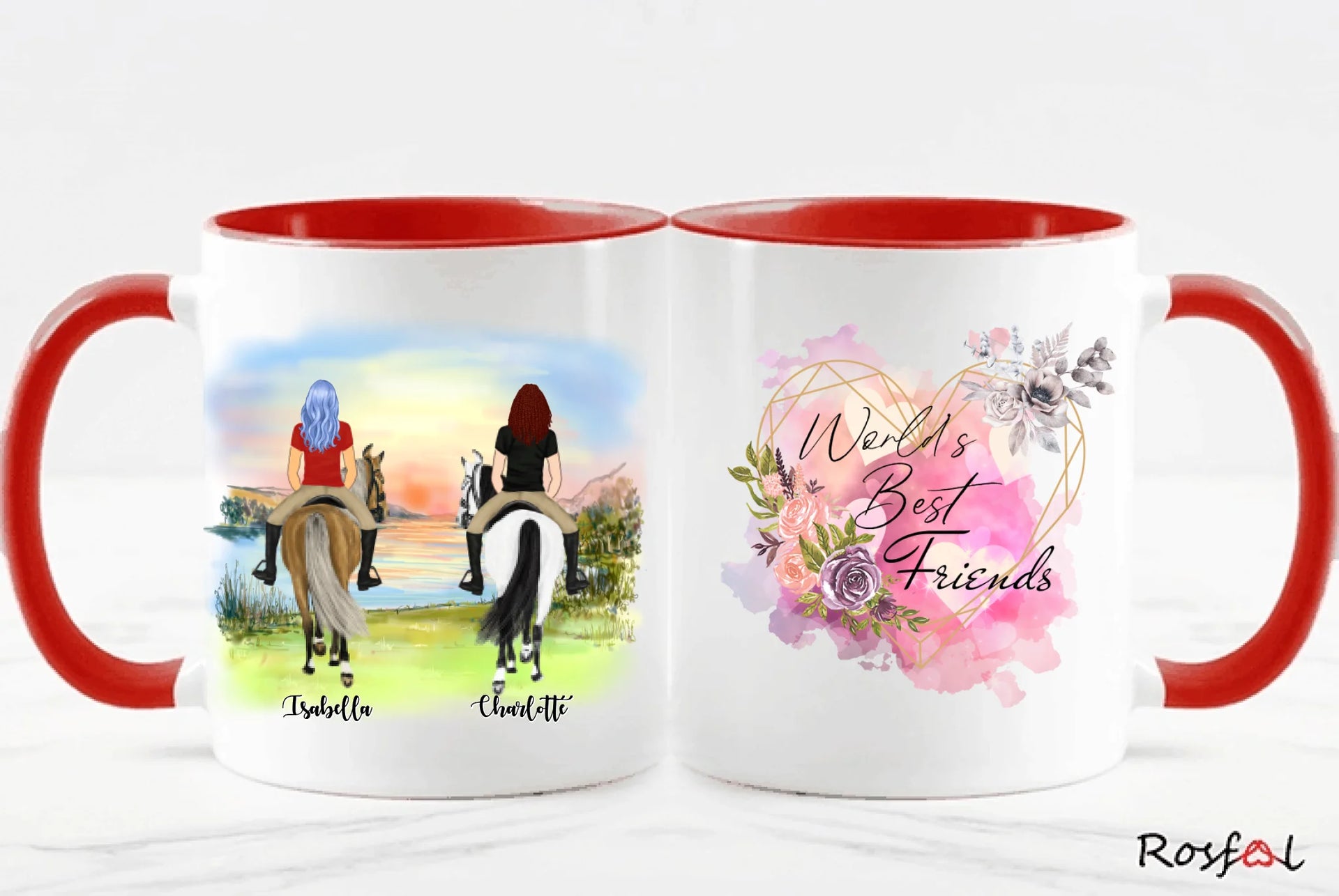Systrar och bästa vänner Personliga muggar med häst