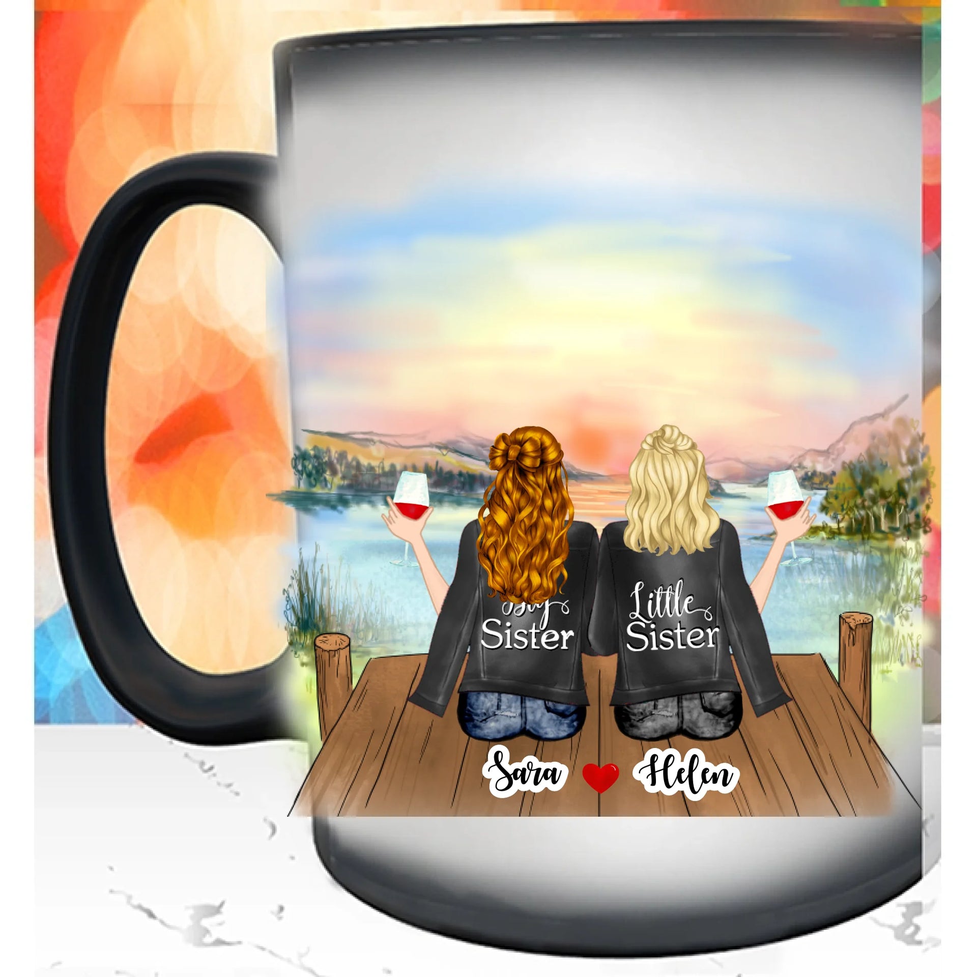 Upp till 7 Systrar och Bästa vänner personlig mugg