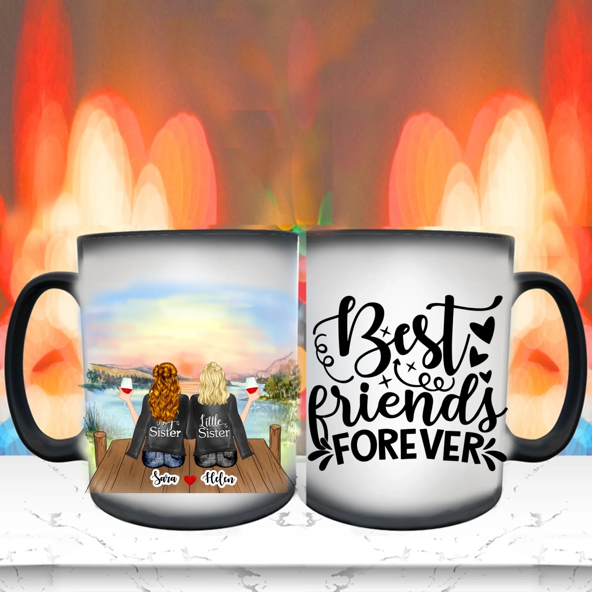 Upp till 7 Systrar och Bästa vänner personlig mugg