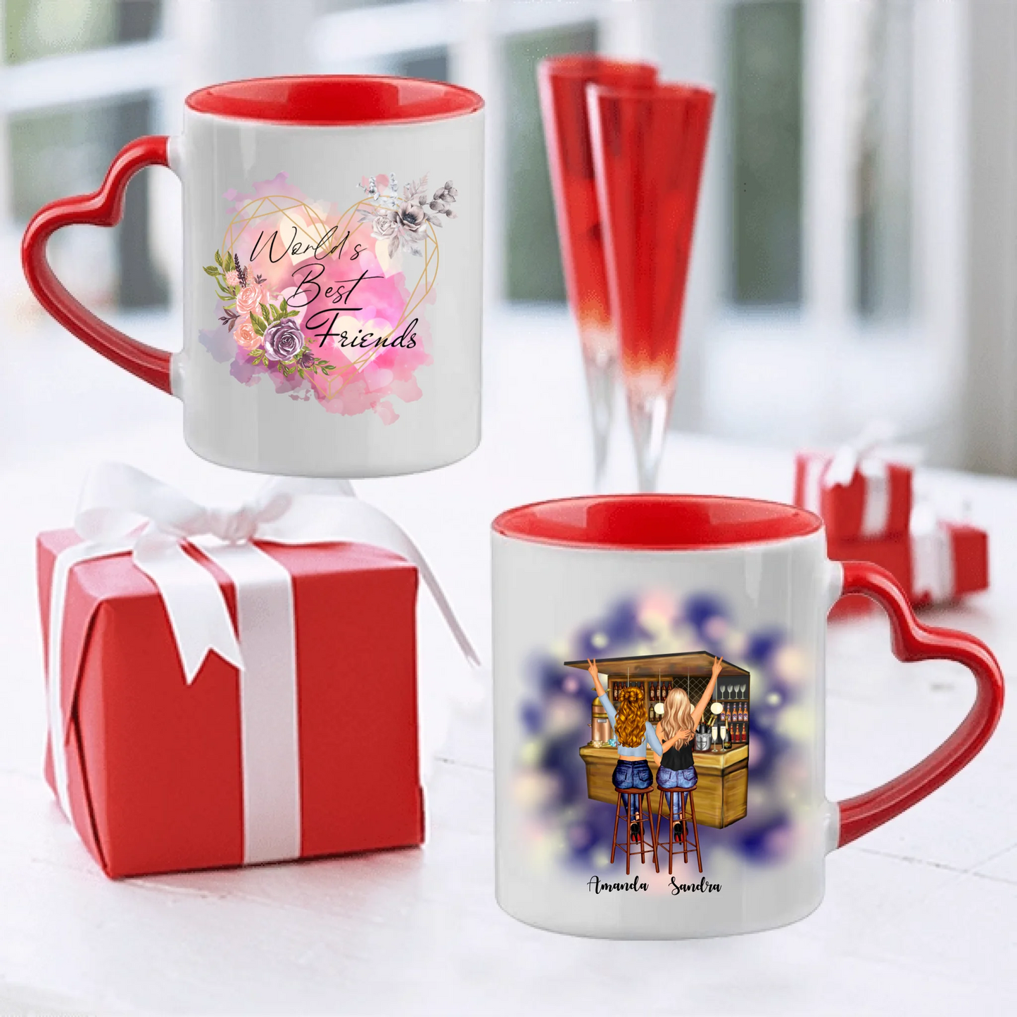 Upp till 5 vänner personlig mugg - Bar design