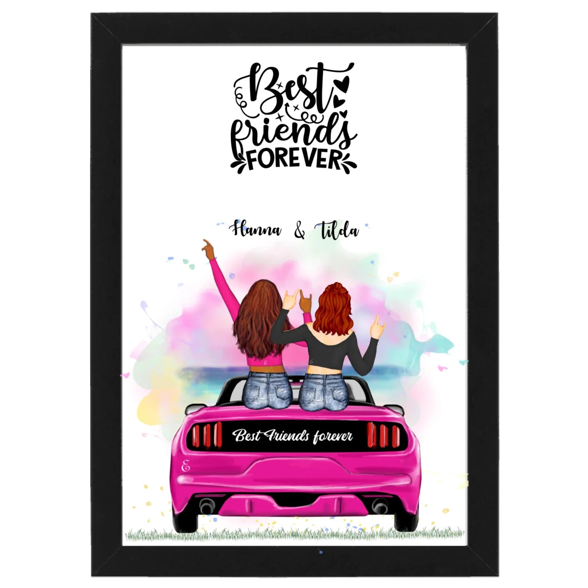 2 bästa vänner personlig poster - Bildesign - GÅVA TRYCK