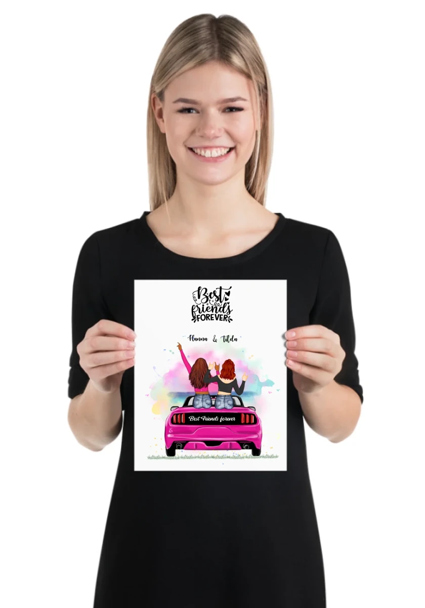 2 bästa vänner personlig poster - Bildesign - GÅVA TRYCK