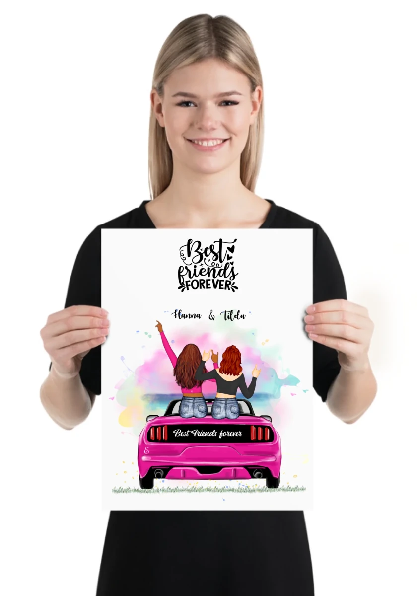 2 bästa vänner personlig poster - Bildesign - GÅVA TRYCK