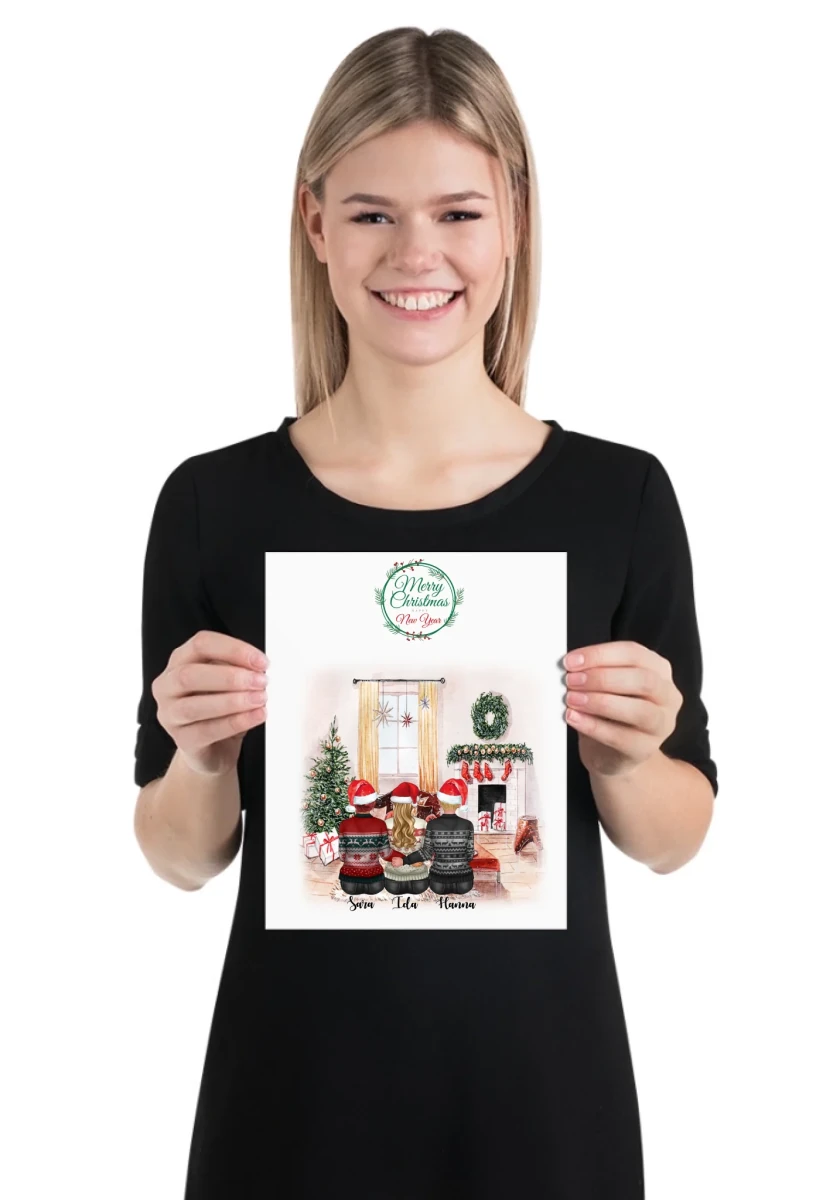 3 bästa vänner personlig poster - GÅVA TRYCK
