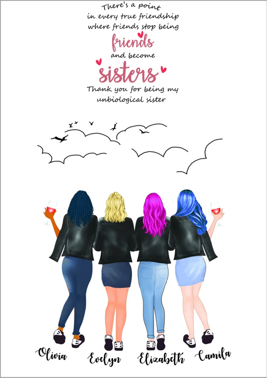 4 vänner poster - GÅVA TRYCK