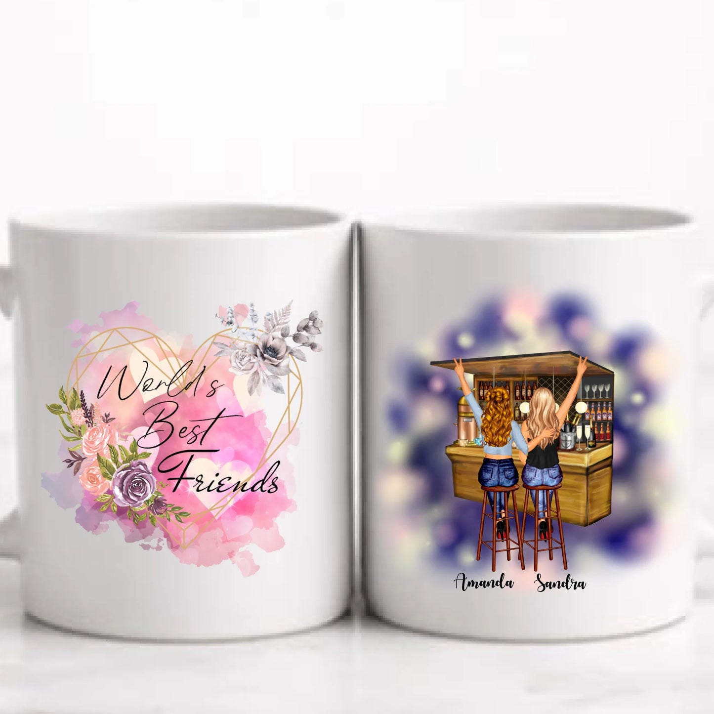 Upp till 5 vänner personlig mugg - Bar design
