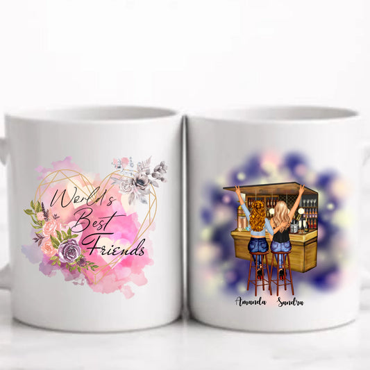 Upp till 5 vänner personlig mugg - Bar design