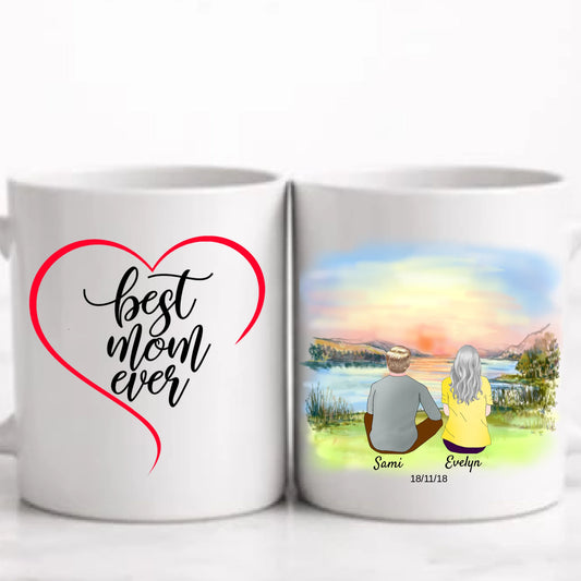 Mamma och son personlig mugg