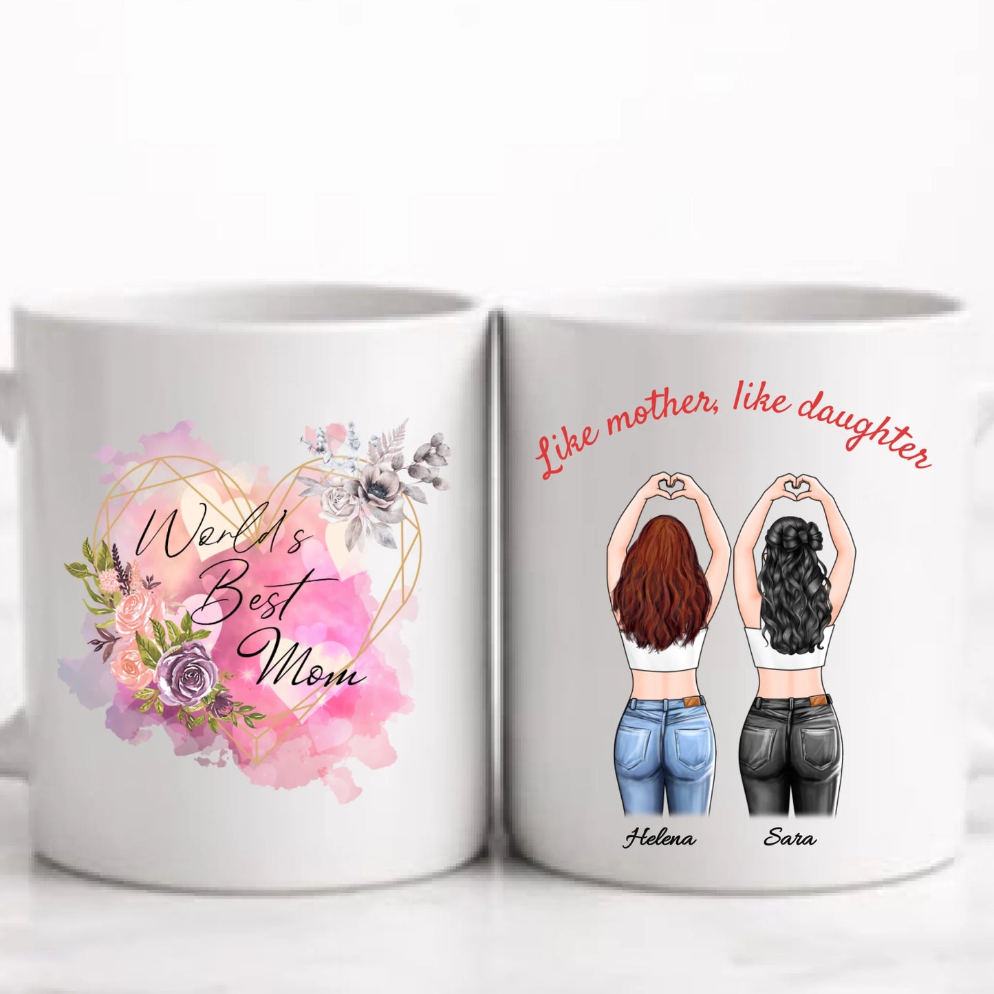 Mor och dotter personlig mugg