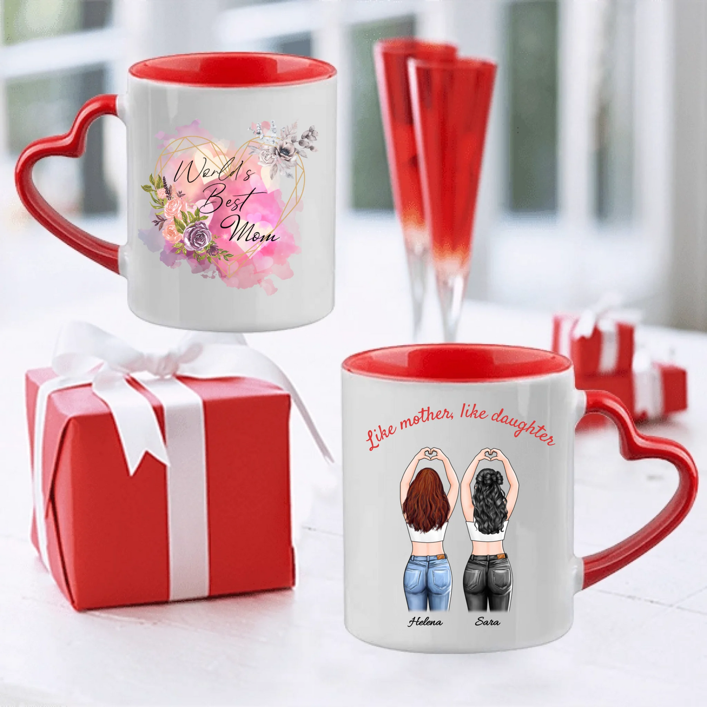 Mor och dotter personlig mugg