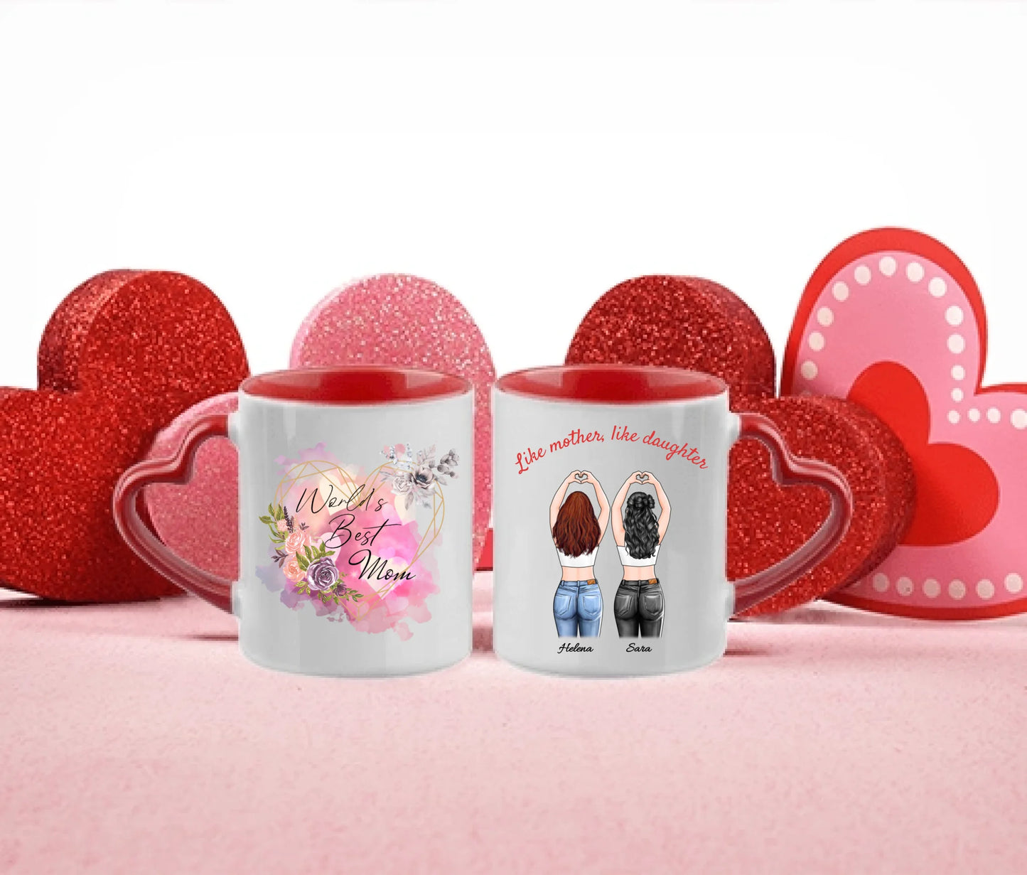 Mor och dotter personlig mugg