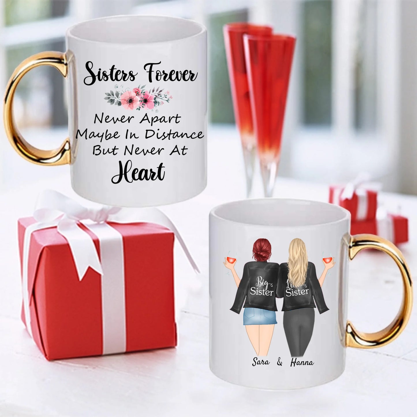 2 eller 3 Systrar och bästa vänner Personliga muggar.