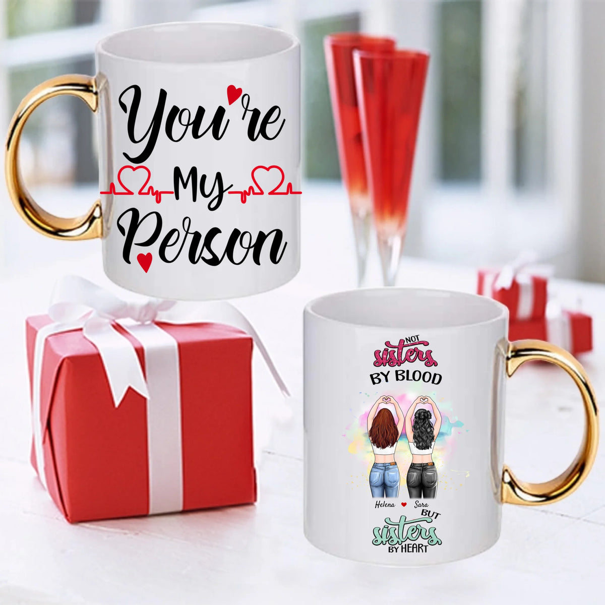 Personlig mugg-Sisters by heart