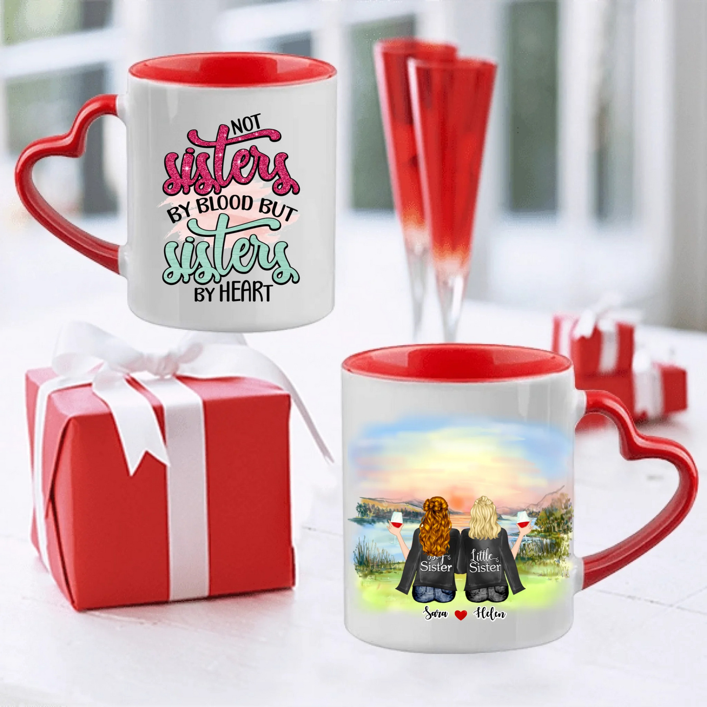 Upp till 7 Systrar och Bästa vänner personlig mugg