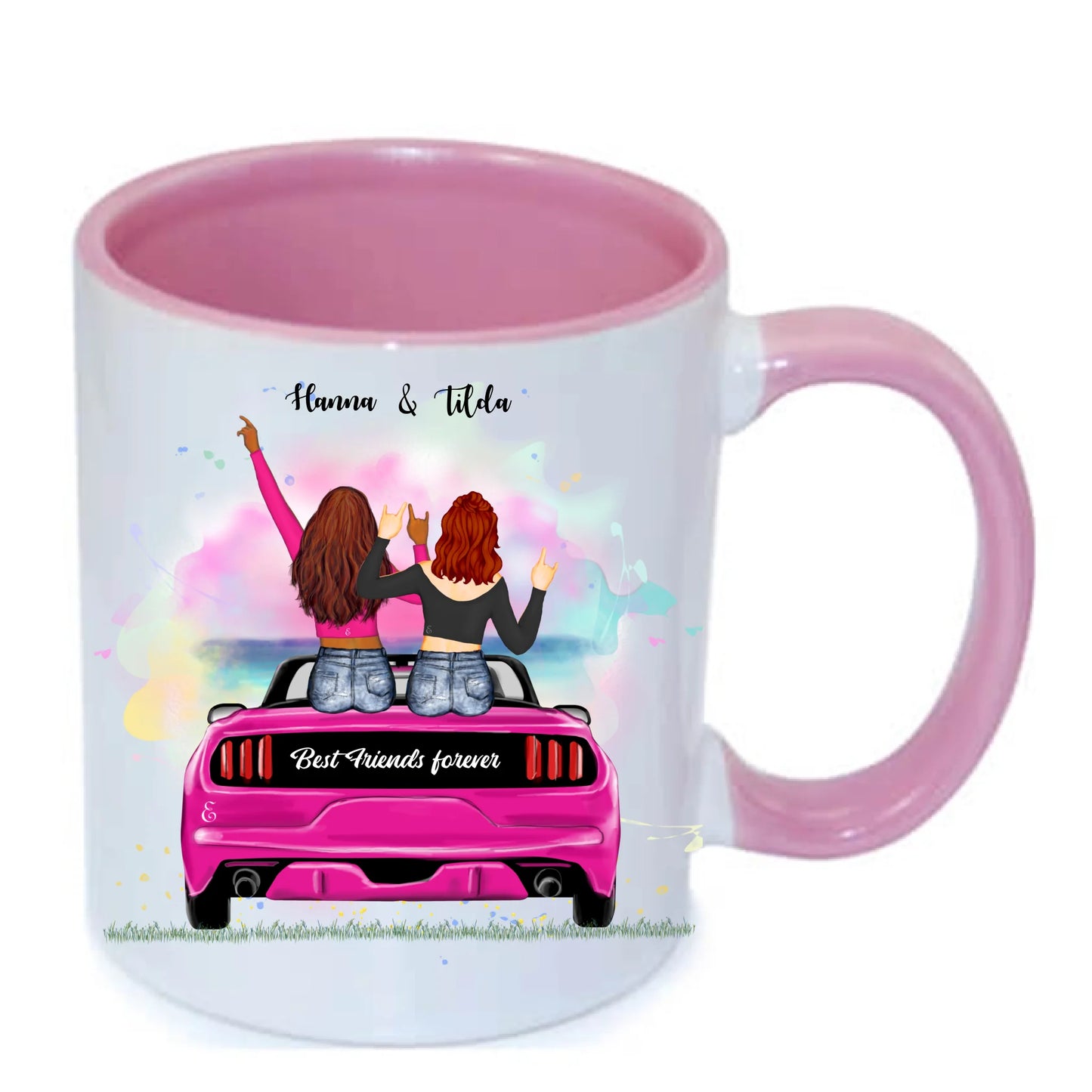2 upp till 5 vänner personlig mugg / GOLD HANDTAG