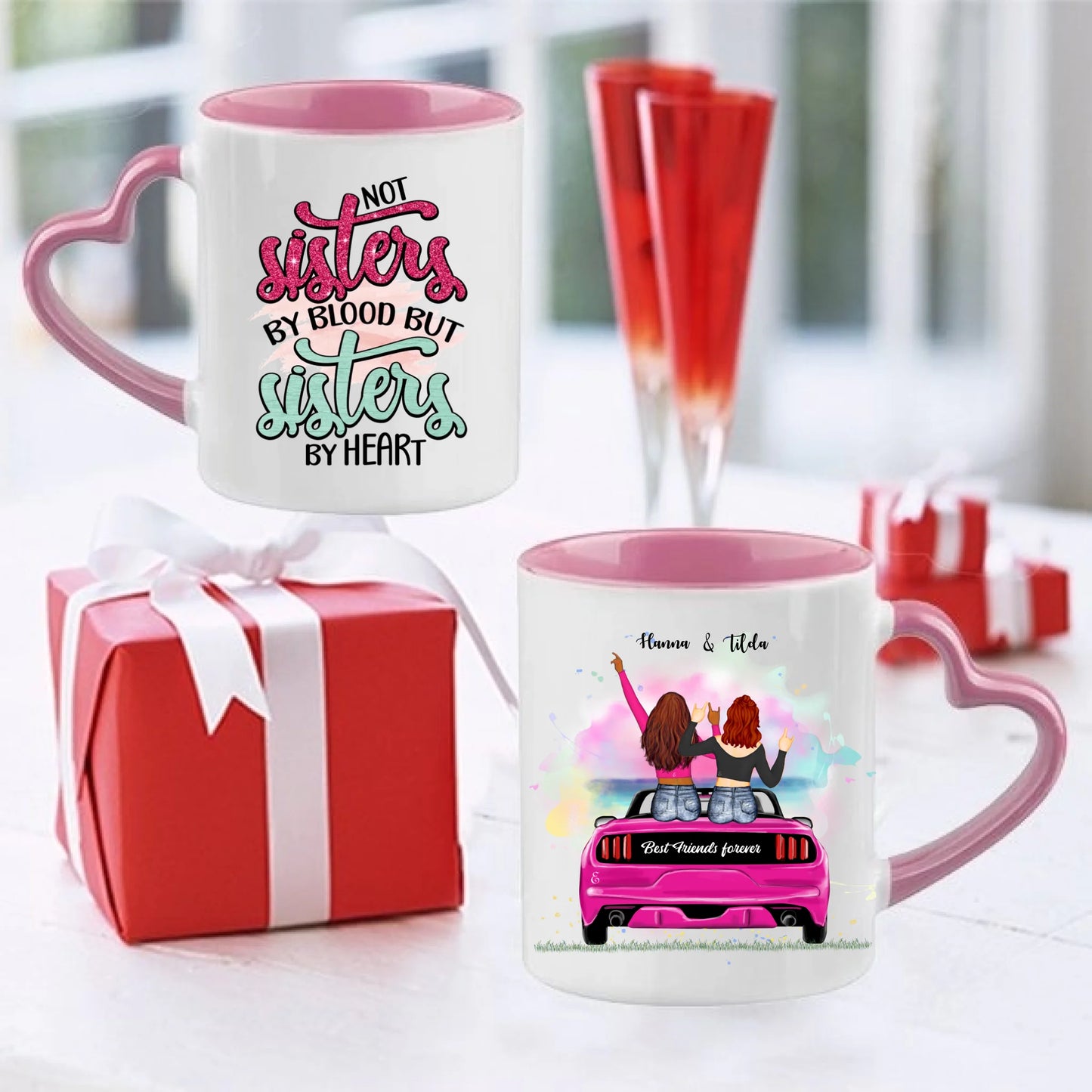 2 upp till 5 vänner personlig mugg / GOLD HANDTAG