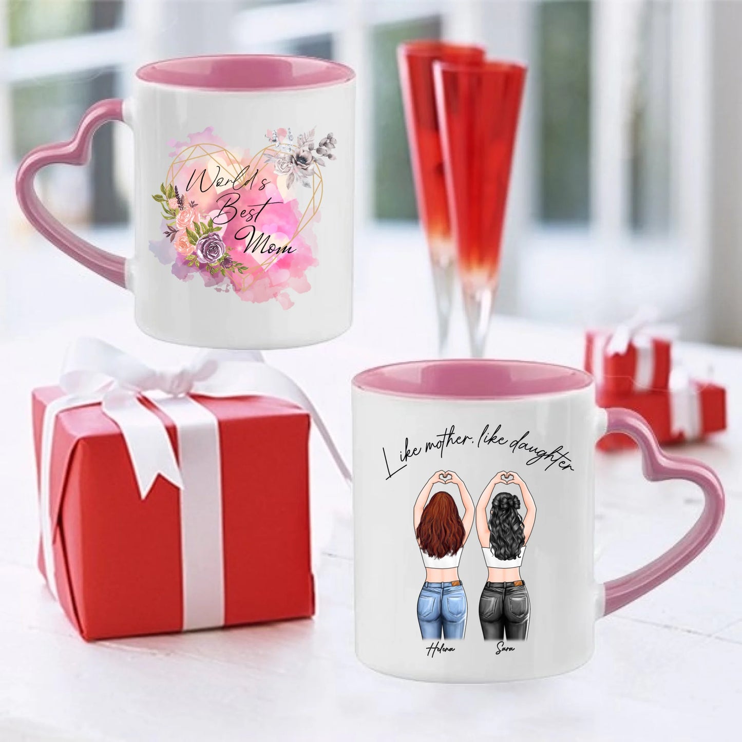 Mor och dotter personlig mugg