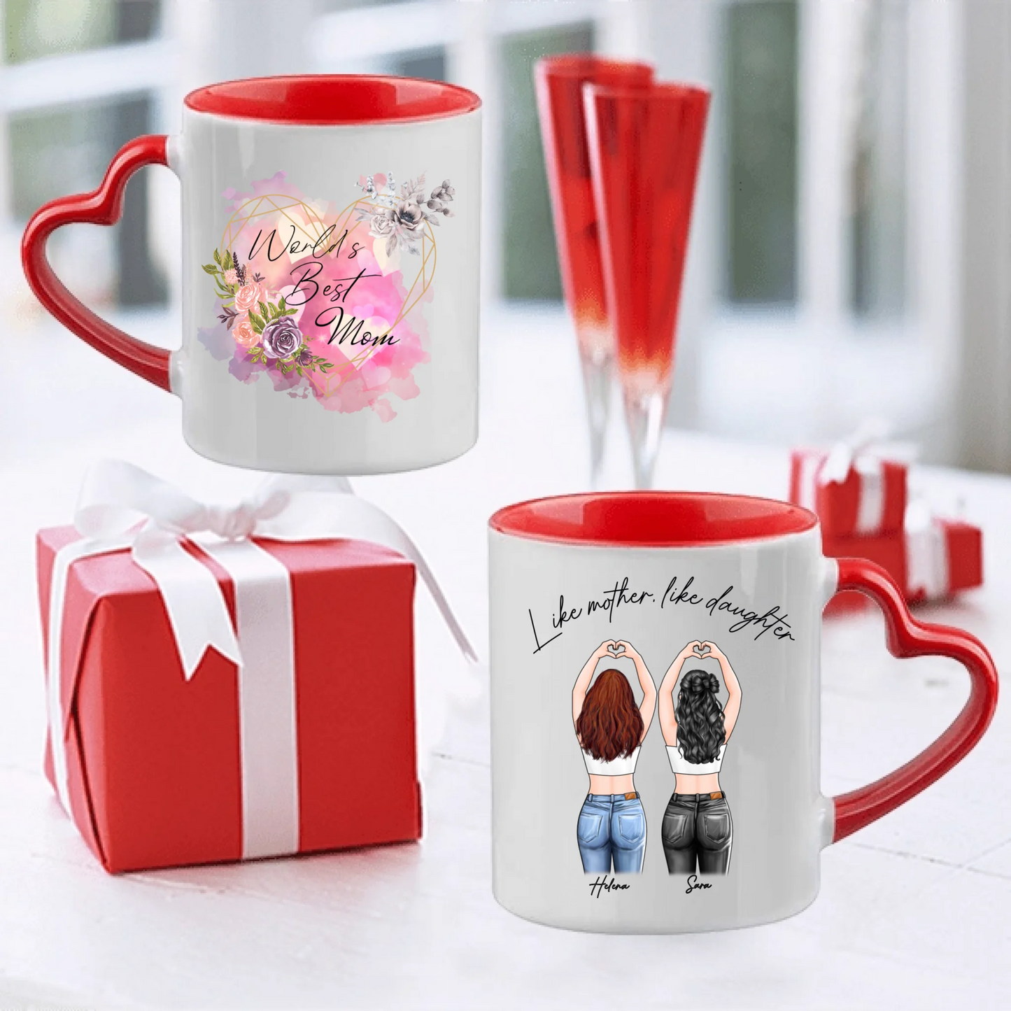 Mor och dotter personlig mugg