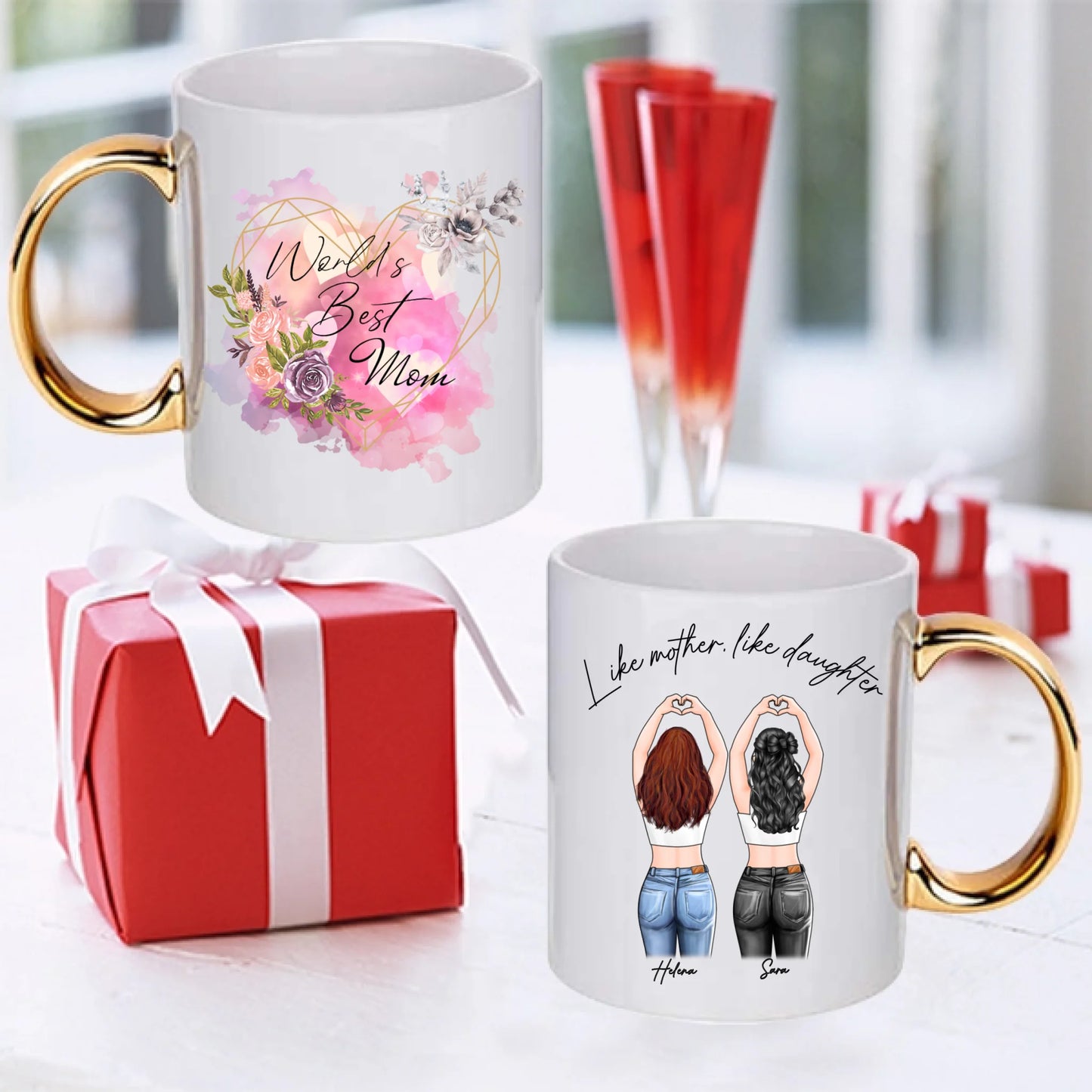Mor och dotter personlig mugg