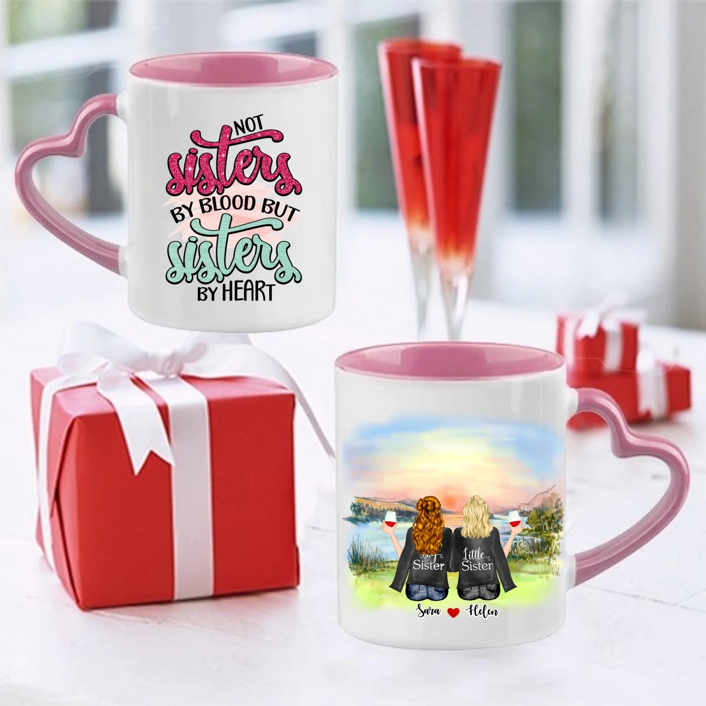 Upp till 7 Systrar och Bästa vänner personlig mugg