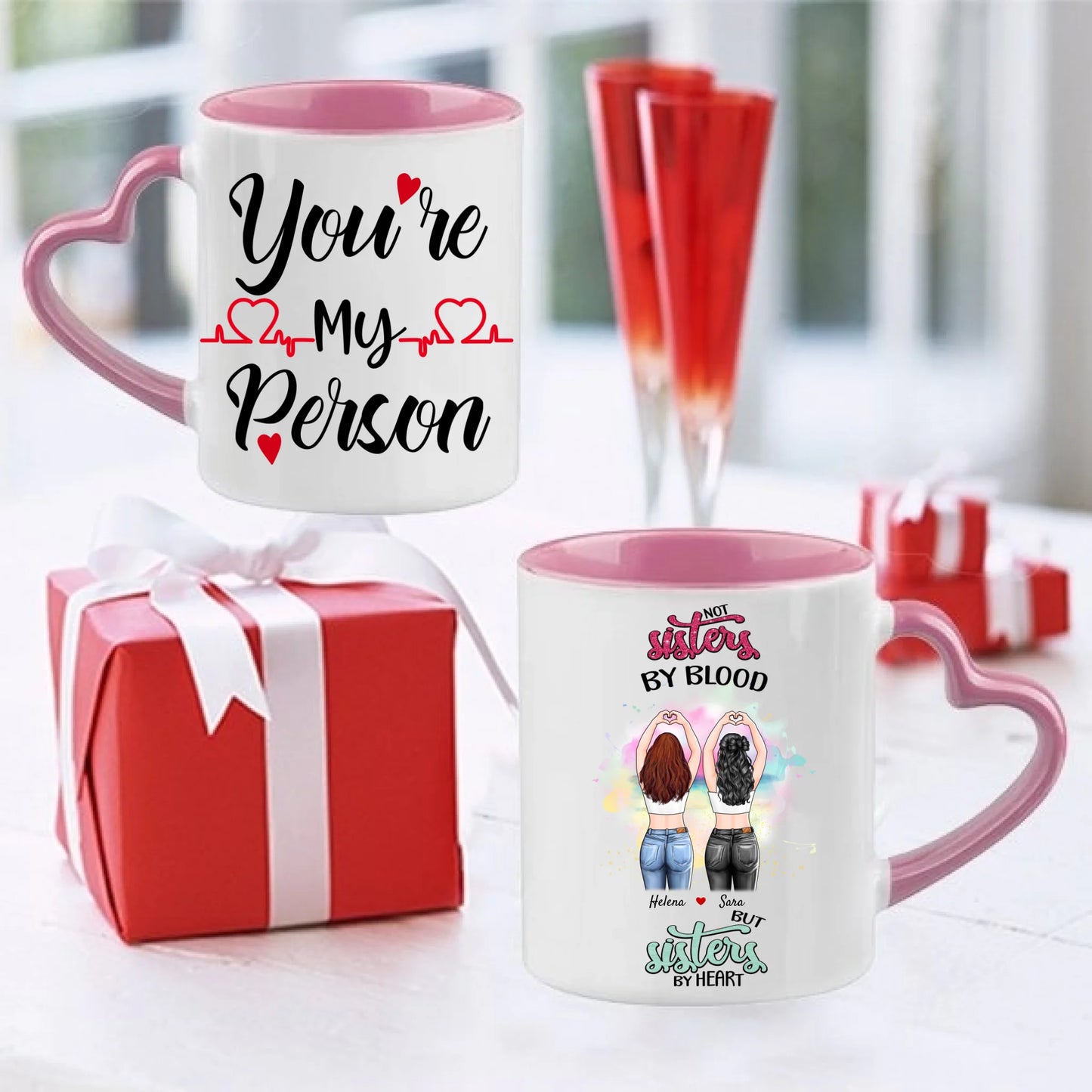 Personlig mugg-Sisters by heart