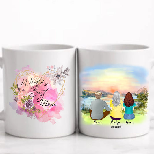 Mamma personlig mugg med son och dotter