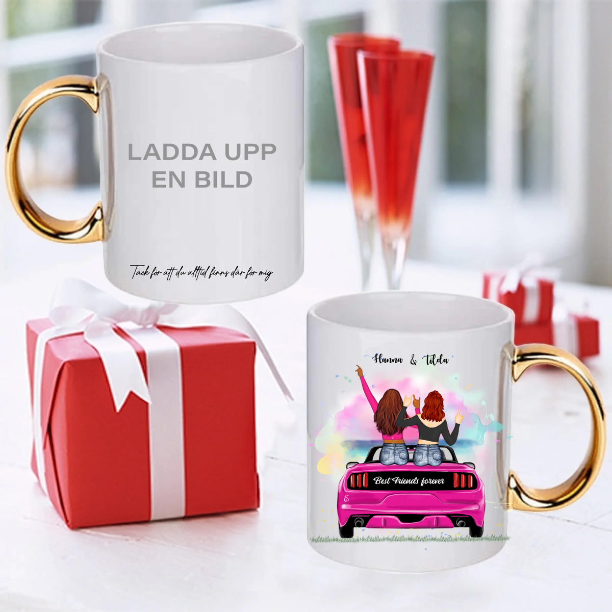 2 upp till 5 vänner personlig mugg / bildesign